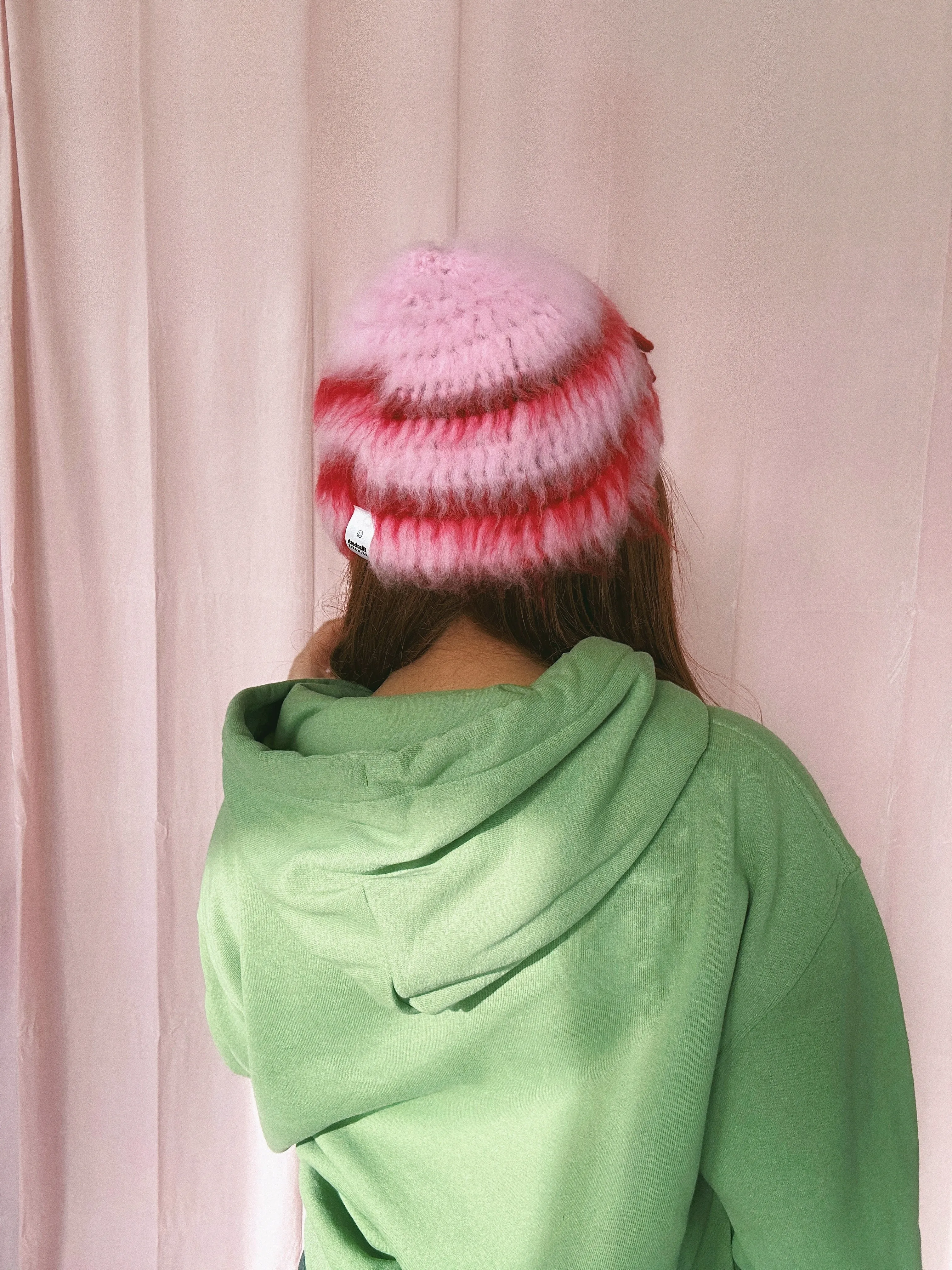 (1 Of 1) Pink and Red Crochet Hat - READY TO SHIP