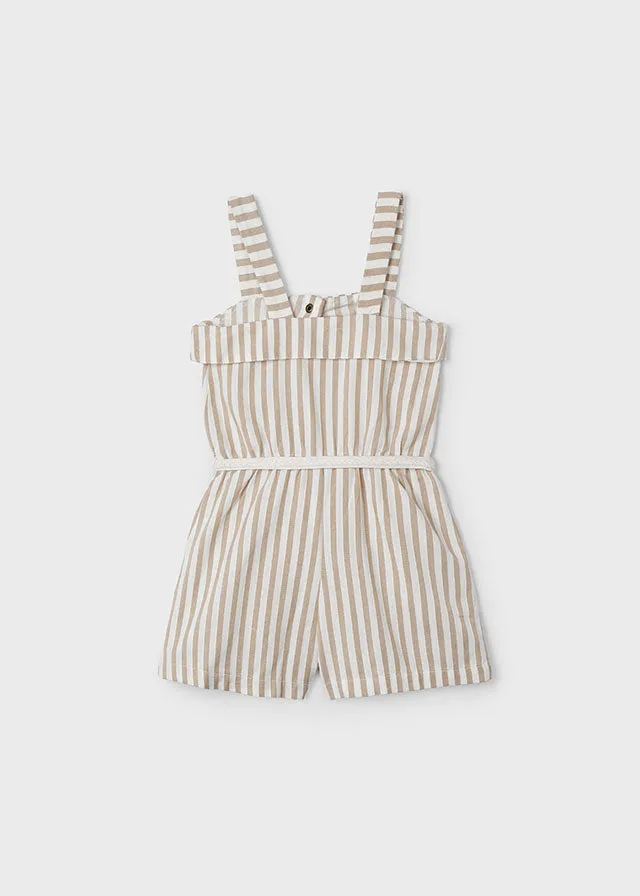 3863 - Striped Romper for girl - Beige