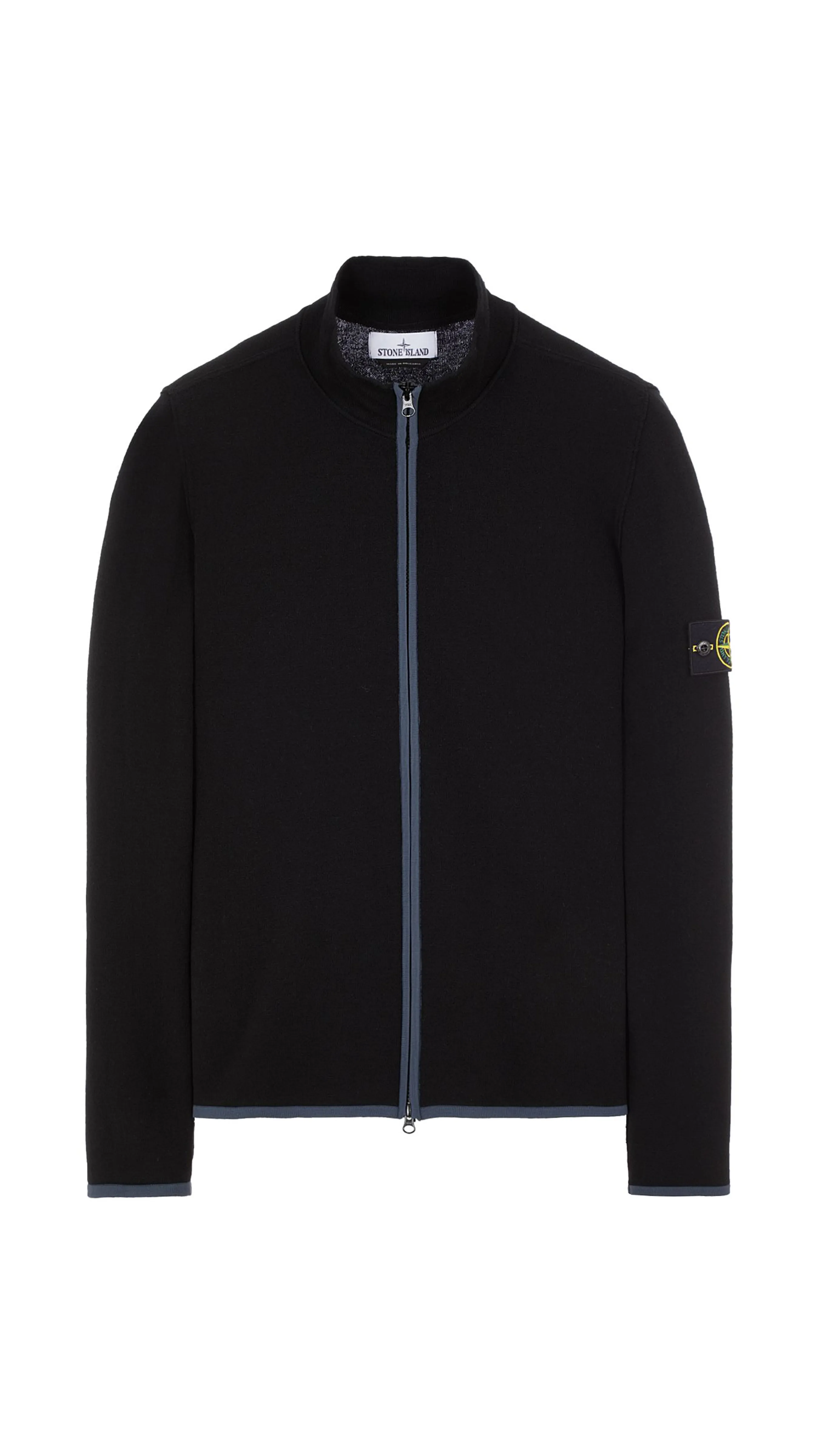 503A1 Wool Zip Cardigan - Black/Grey