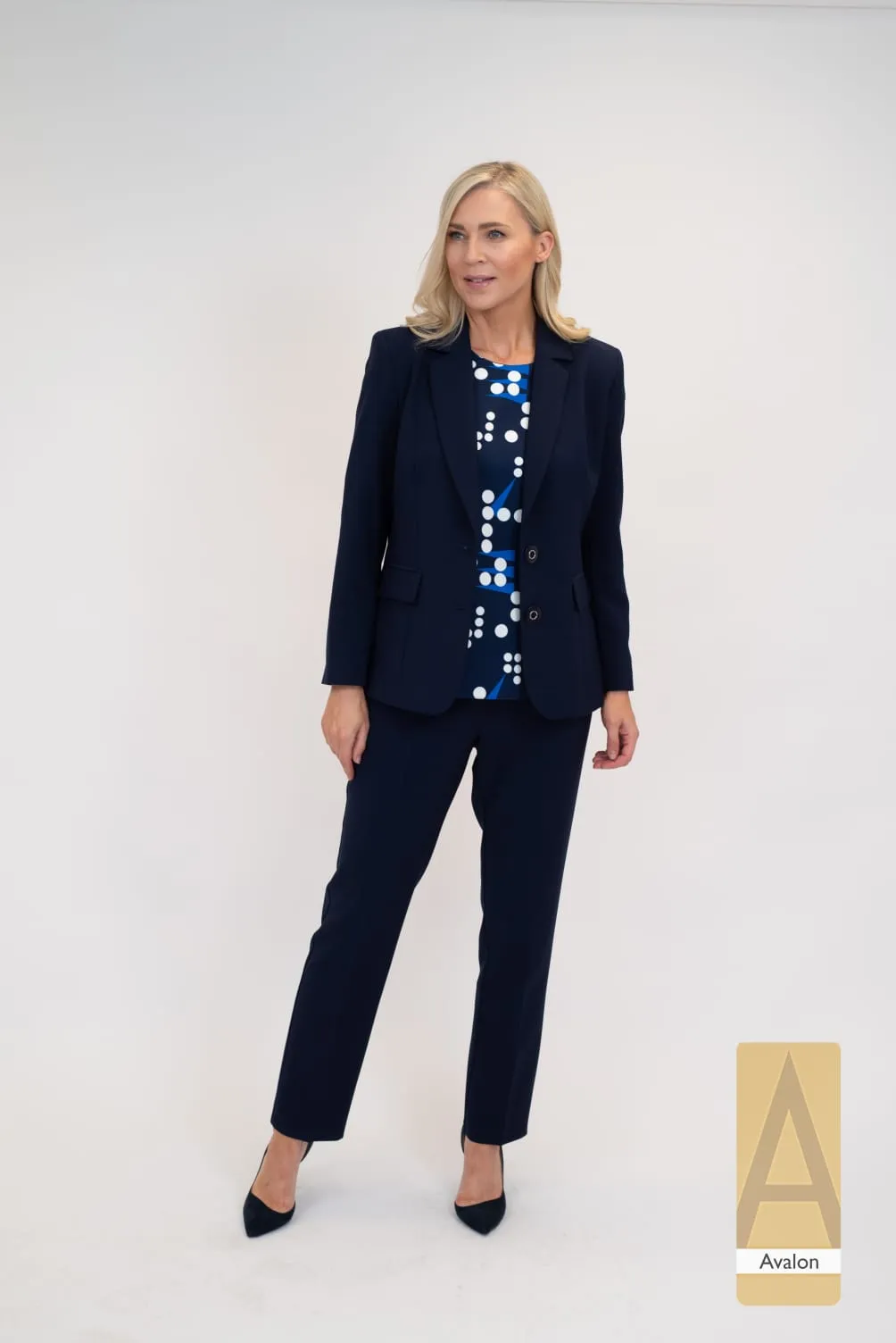 739- Navy Penny Trousers - Via Veneto