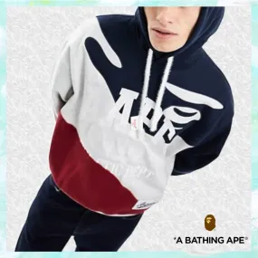 A BATHING APE  |Pullovers Unisex Street Style Bi-color Long Sleeves Plain