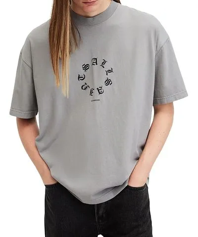 Allsaints Fraktur Oversized Crewneck Graphic Tee