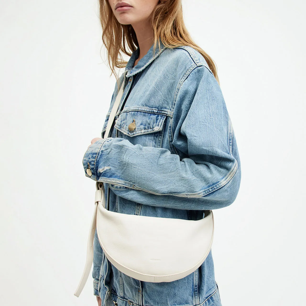 ALLSAINTS Half Moon Crossbody Bag - White