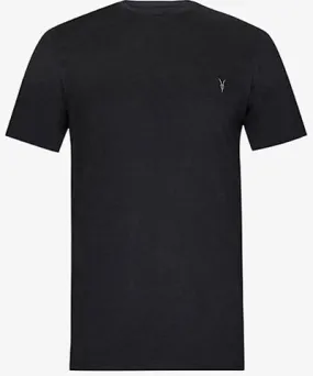 Allsaints Mens Jet Black Brace logo-embroidered cotton-jersey T-shirt