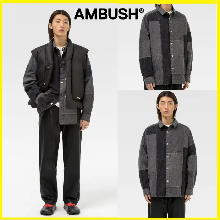 AMBUSH  |Denim Long Sleeves Plain Cotton Logo Shirts