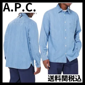 A.P.C.  |Denim Long Sleeves Plain Cotton Designers Shirts