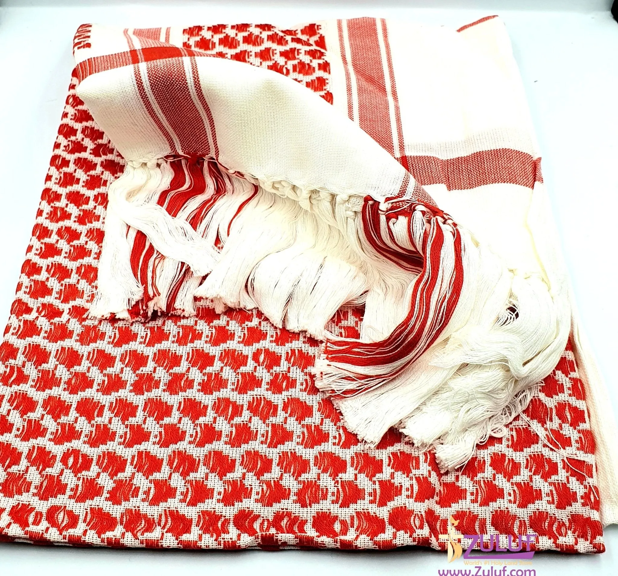 Arafat Arab Scarf Shawl Keffiyeh Kafiya shemagh desret Palestine AUTHENTIC MIddle Eastern Red HLG208