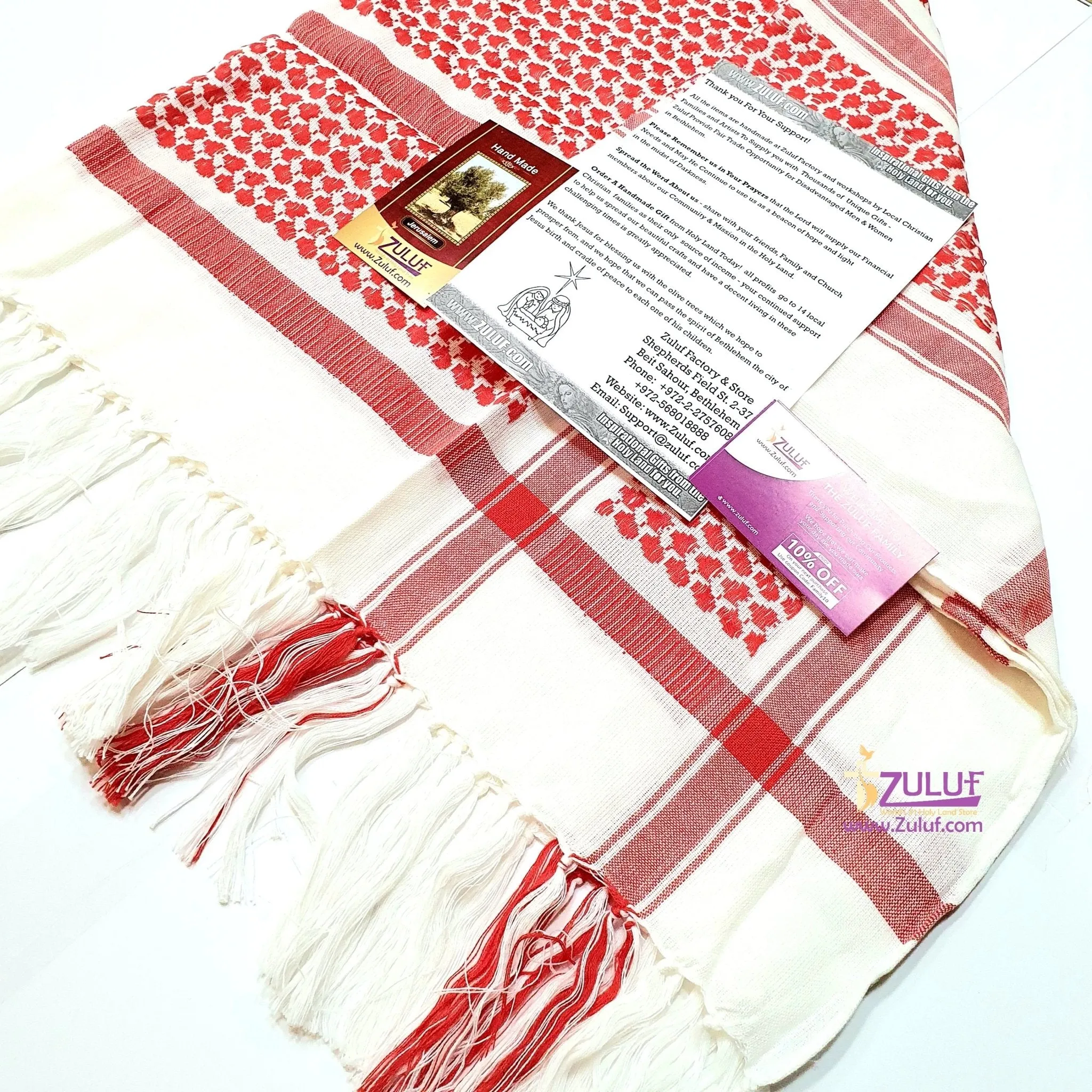 Arafat Arab Scarf Shawl Keffiyeh Kafiya shemagh desret Palestine AUTHENTIC MIddle Eastern Red HLG208