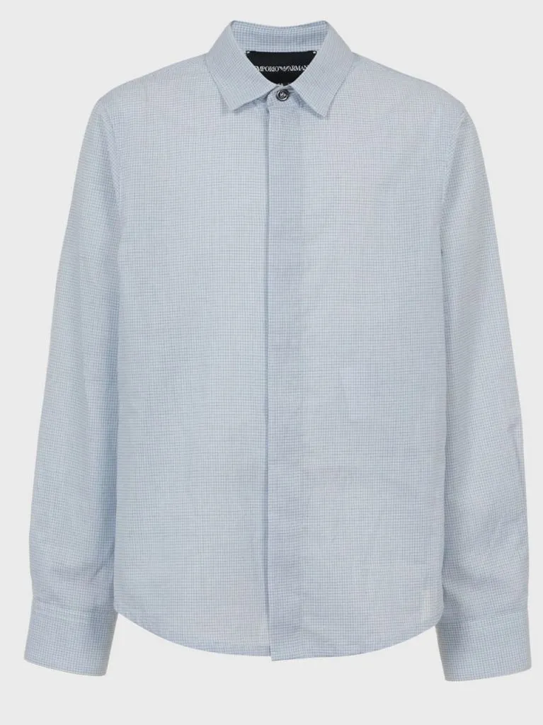 Armani Junior Boys LS Grid Check Button Down Shirt