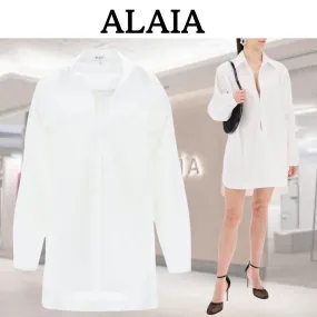 Azzedine Alaia  |Long Sleeves Plain Cotton Tunics