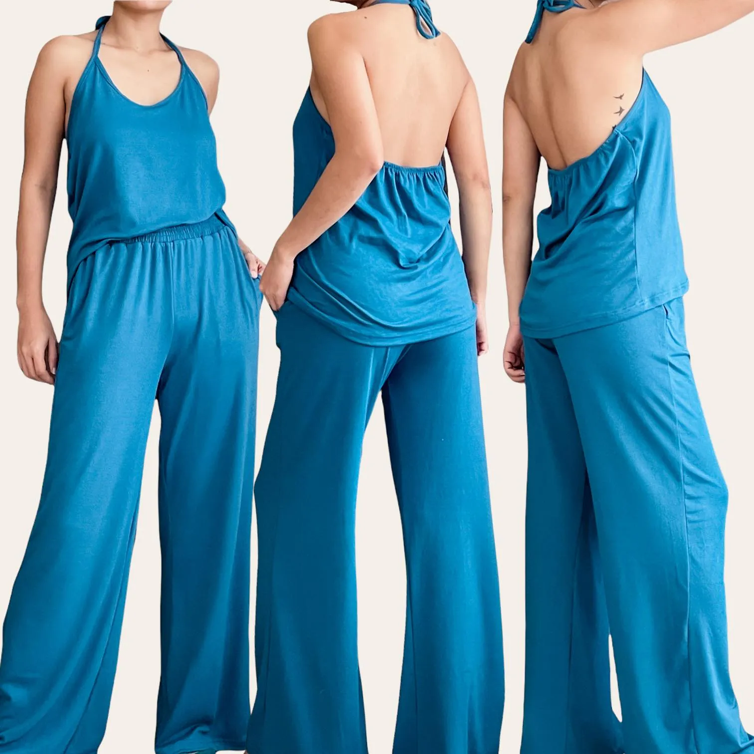 BACK AT YOU Knit Halter Top and Pants Set