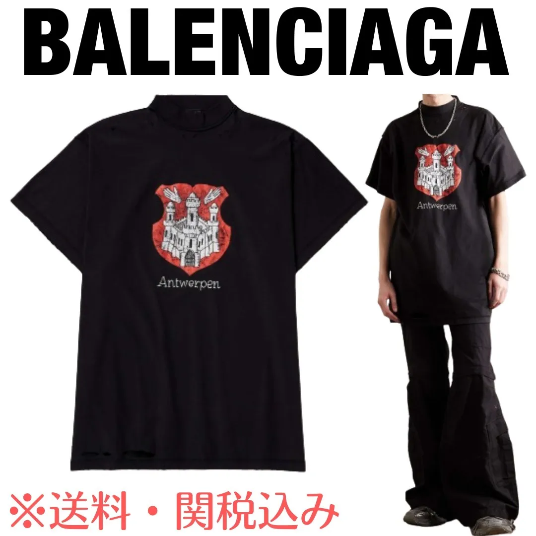 BALENCIAGA  |Crew Neck Pullovers Unisex Street Style Cotton Short Sleeves