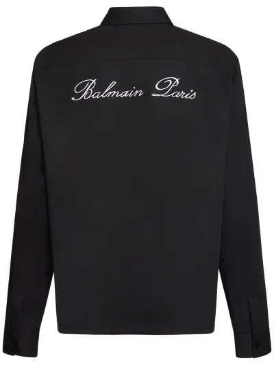 BALMAIN  |Long Sleeves Cotton Logo Luxury Shirts