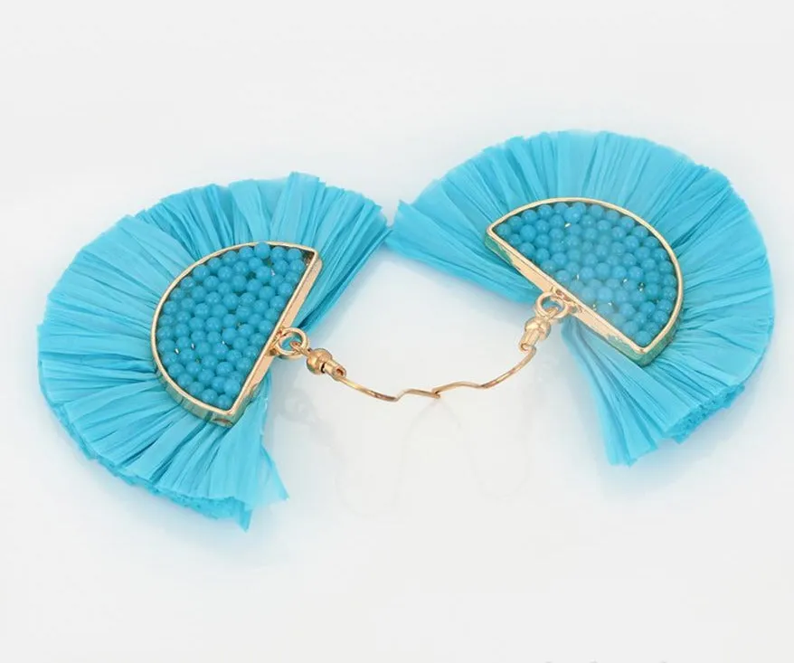 Beaded Turquoise Tassels Earring