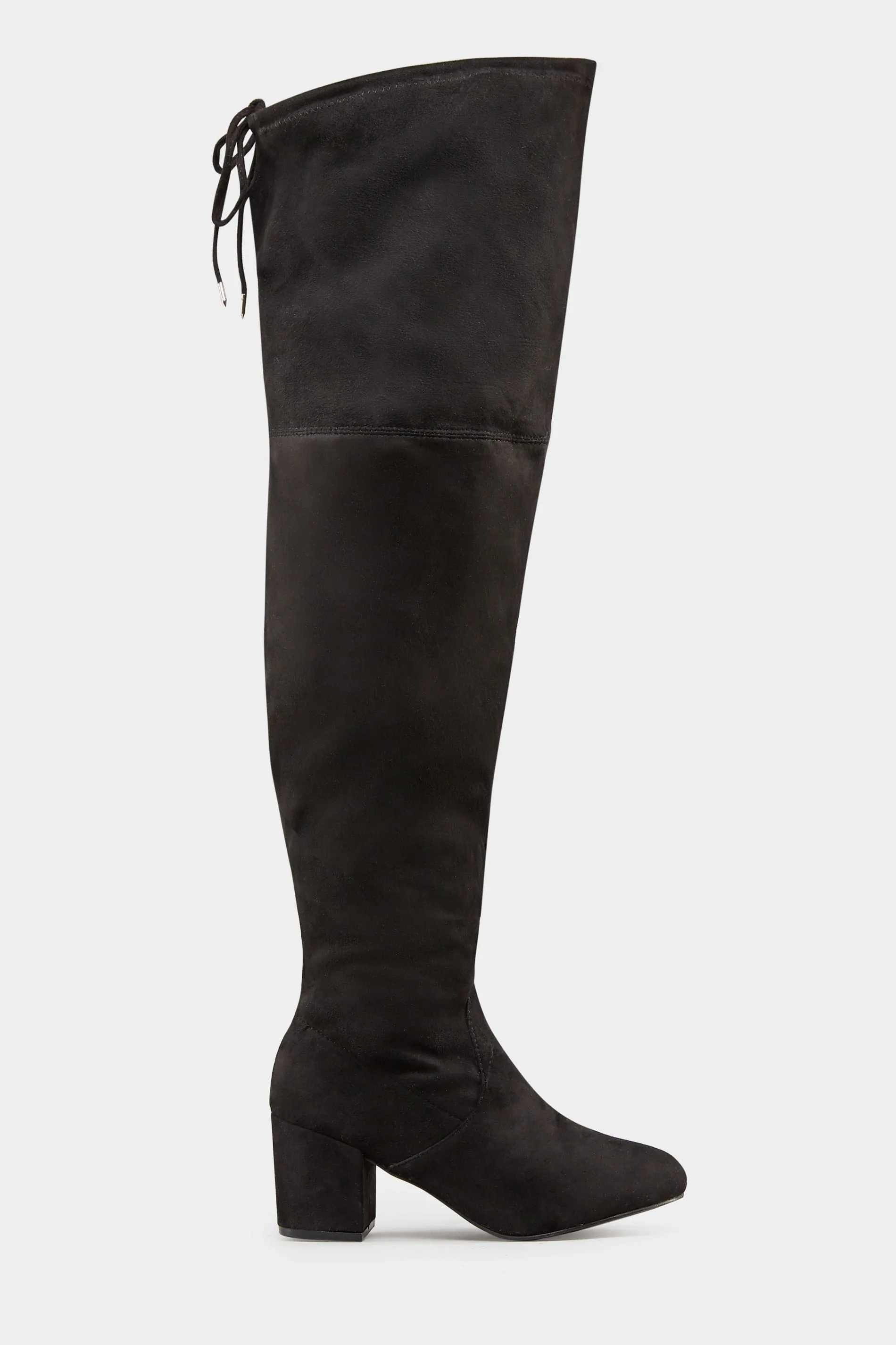 Black Faux Suede Over The Knee Boots In Wide E Fit & Extra Wide EEE Fit