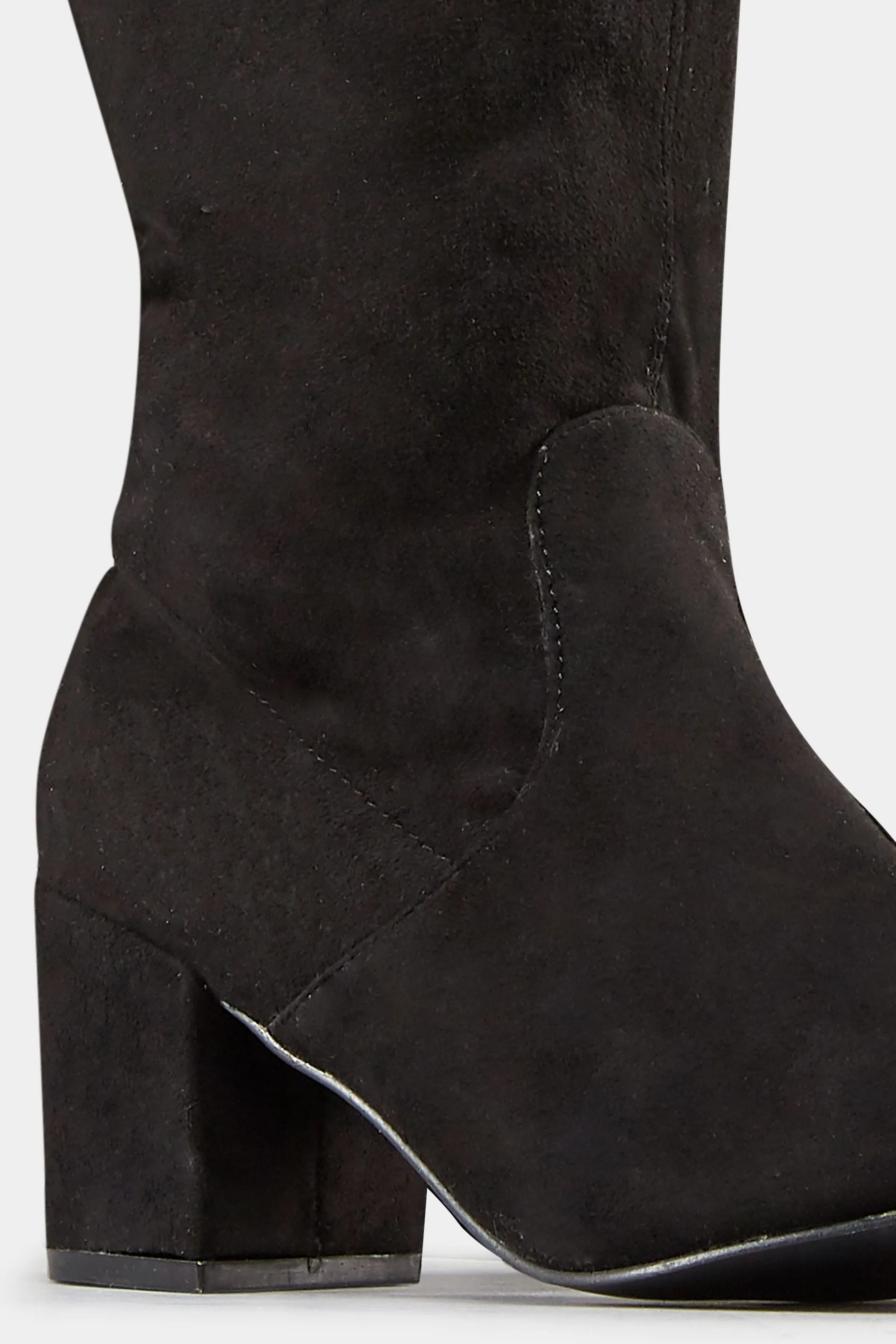 Black Faux Suede Over The Knee Boots In Wide E Fit & Extra Wide EEE Fit