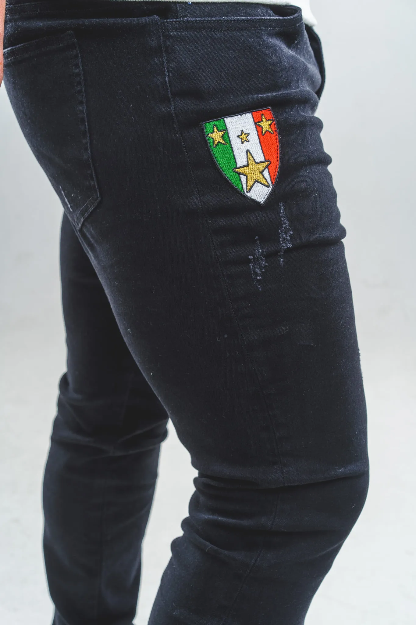 Black Slim-fit Jeans with 2 logos