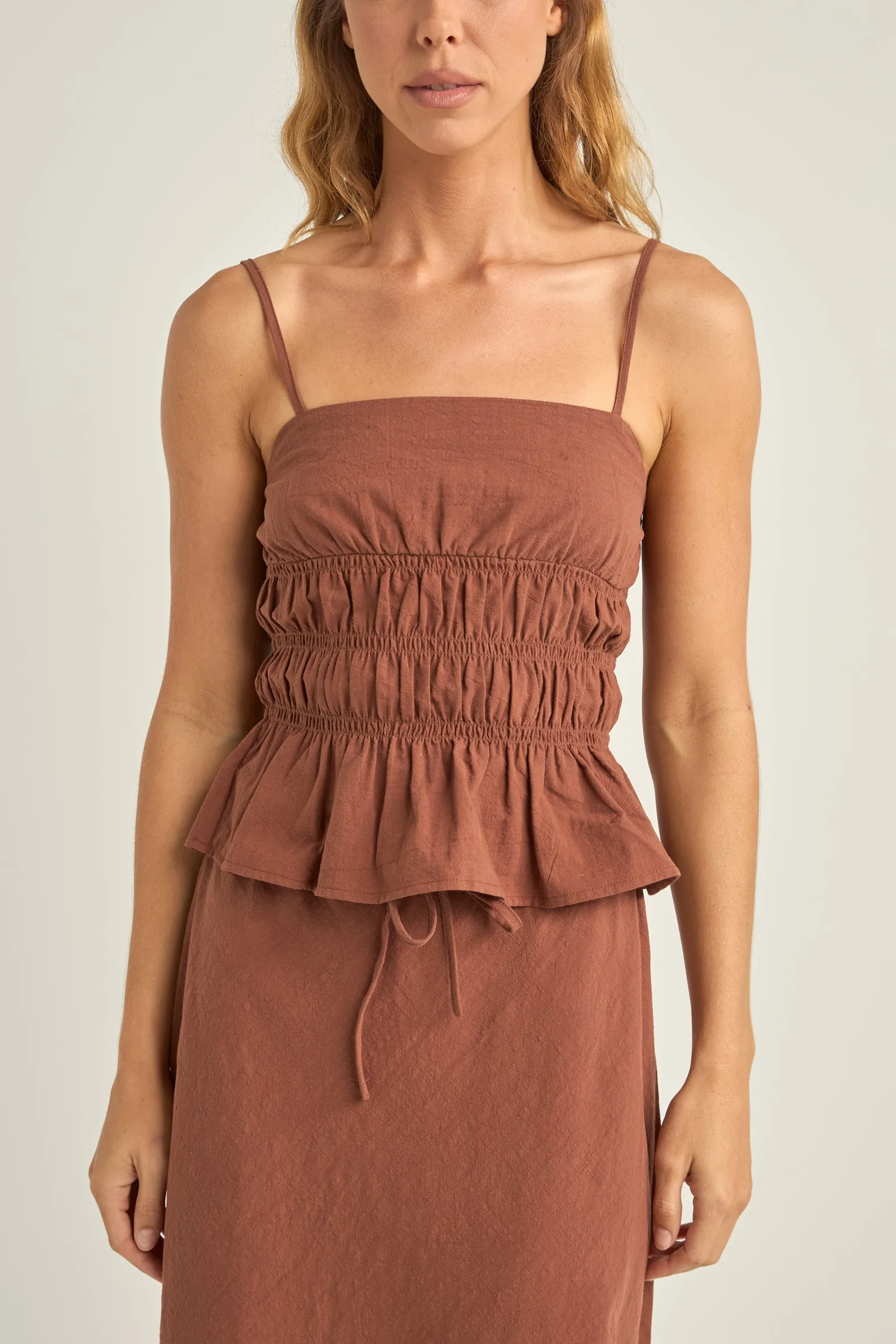 Bora Ruffle Top Coffee