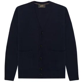 BOSS Pandoro Cashmere & Silk Cardigan Navy