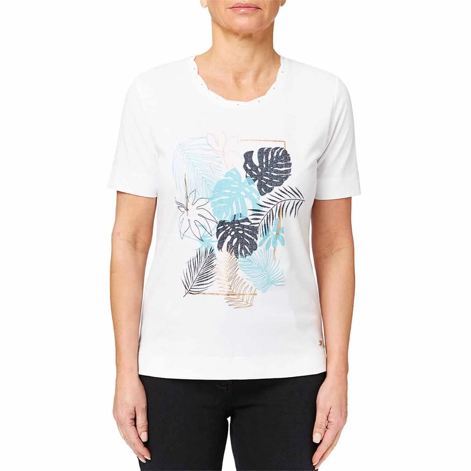 Botanic Placement Print Top - White