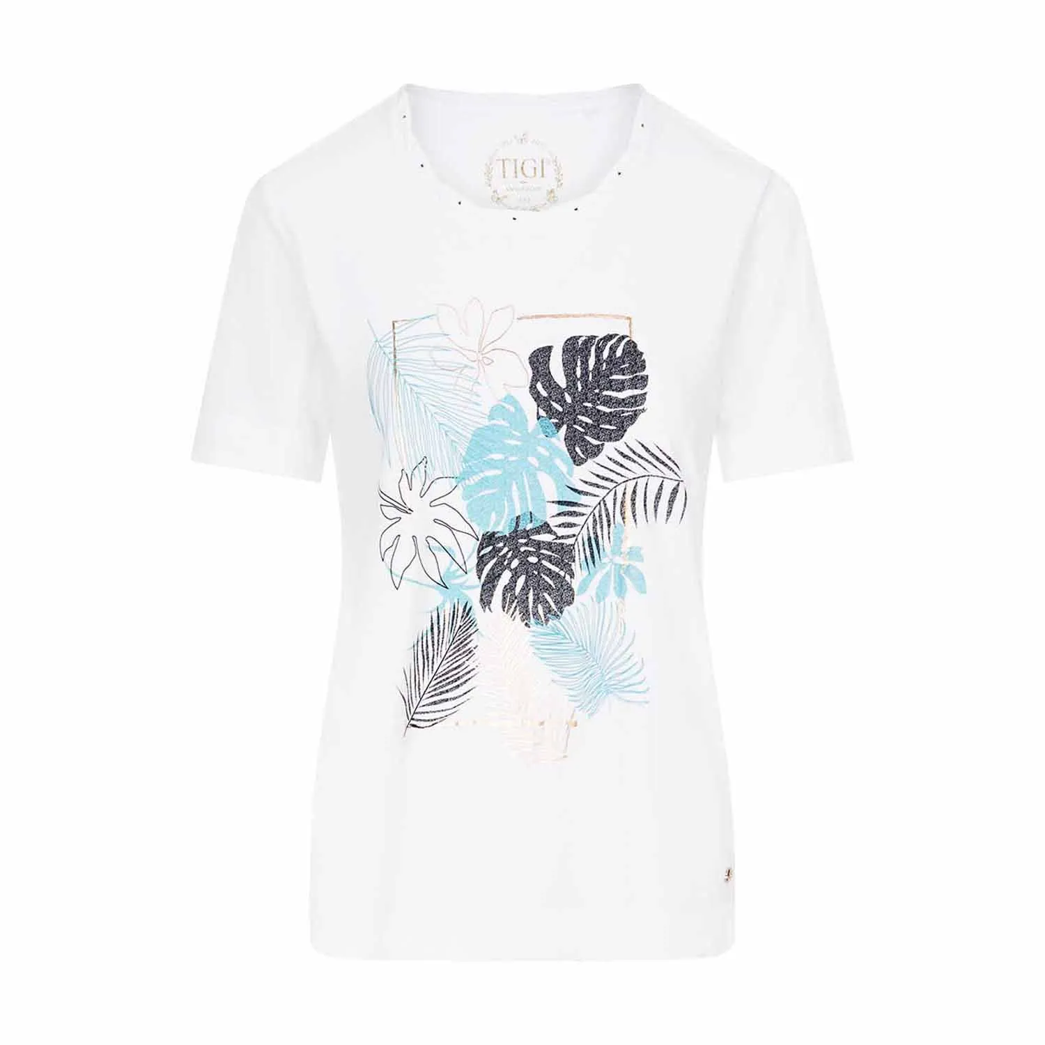 Botanic Placement Print Top - White