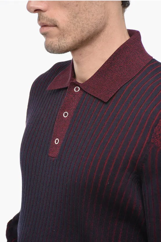 BOTTEGA VENETA  |Stripes Long Sleeves Cotton Polos