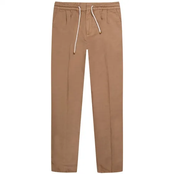 BRUNELLO CUCINELLI Drawstring cotton trousers Beige