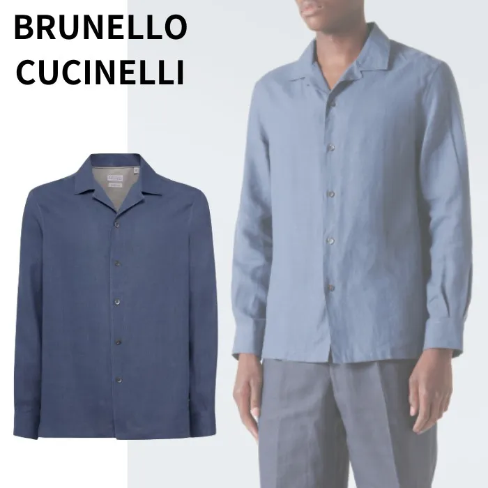 BRUNELLO CUCINELLI  |Linen Long Sleeves Plain Shirts