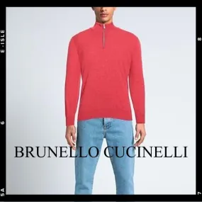 BRUNELLO CUCINELLI  |Wool Cashmere Long Sleeves Plain Sweaters