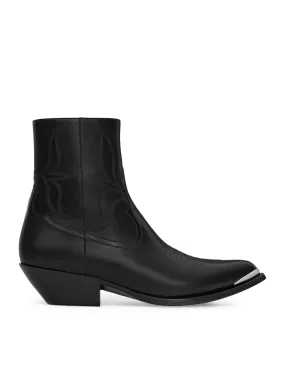 CELINE LEON BOOT WITH ZIP AND METAL TOE IN POLISHED CALFSKIN