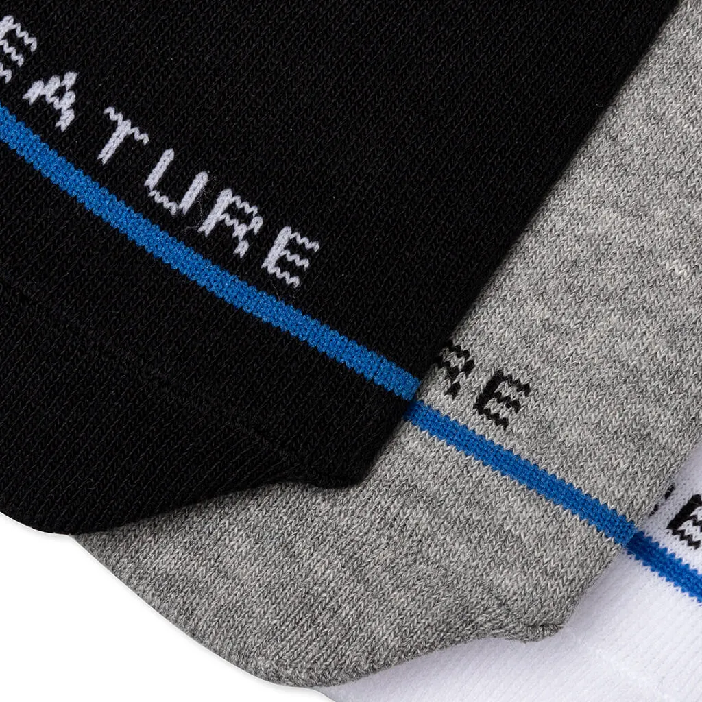 Classic No Show Sock - Heather Grey/Black/White (3-Pack)