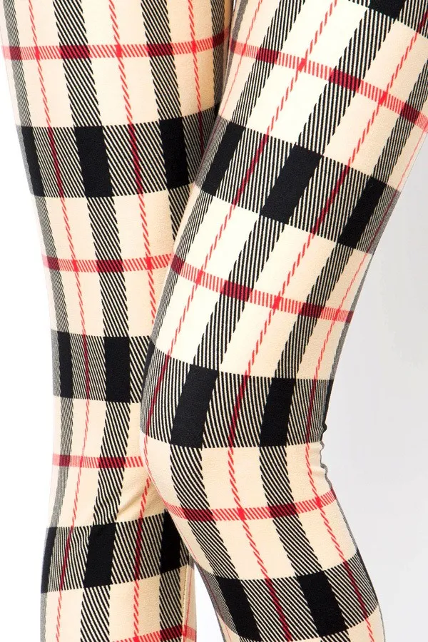 Classic Plaid Print Kids Soft Leggings