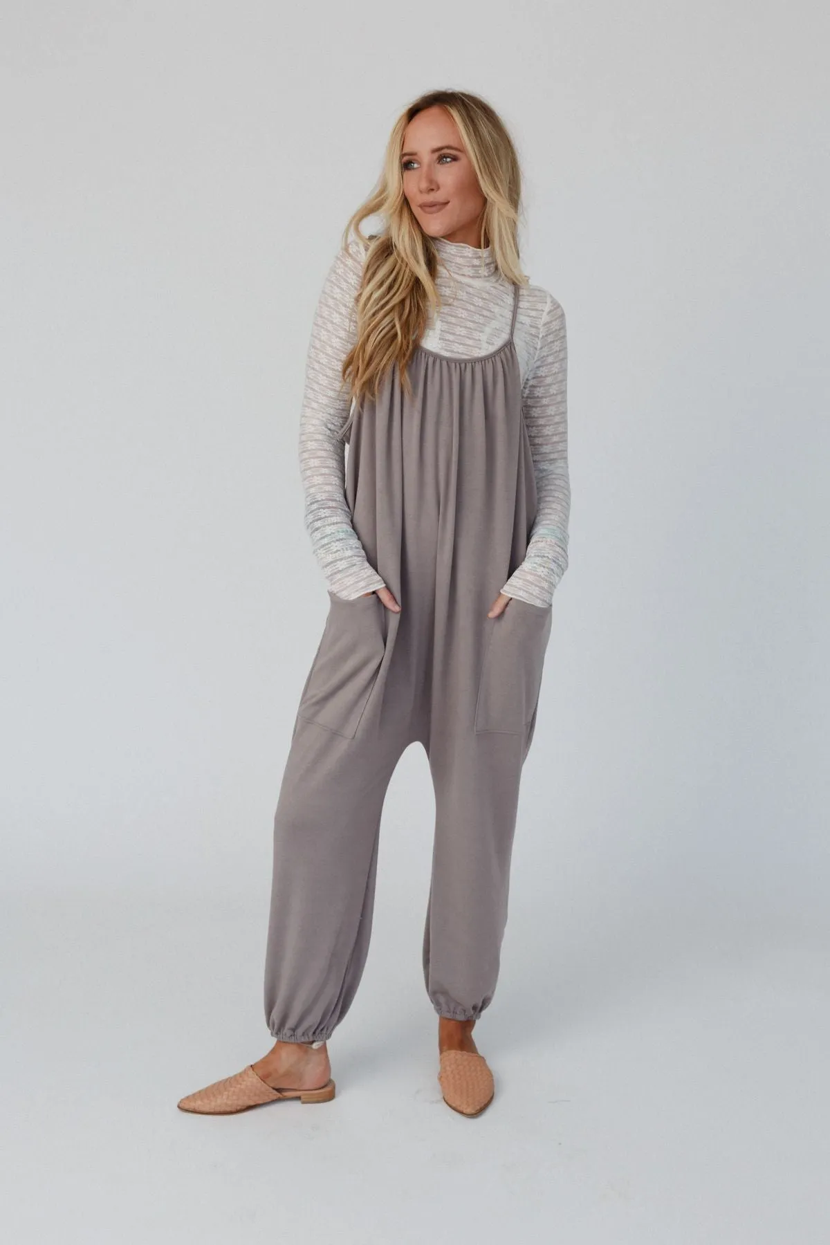 Comfort Zone Pocketed Jumpsuit - Coco