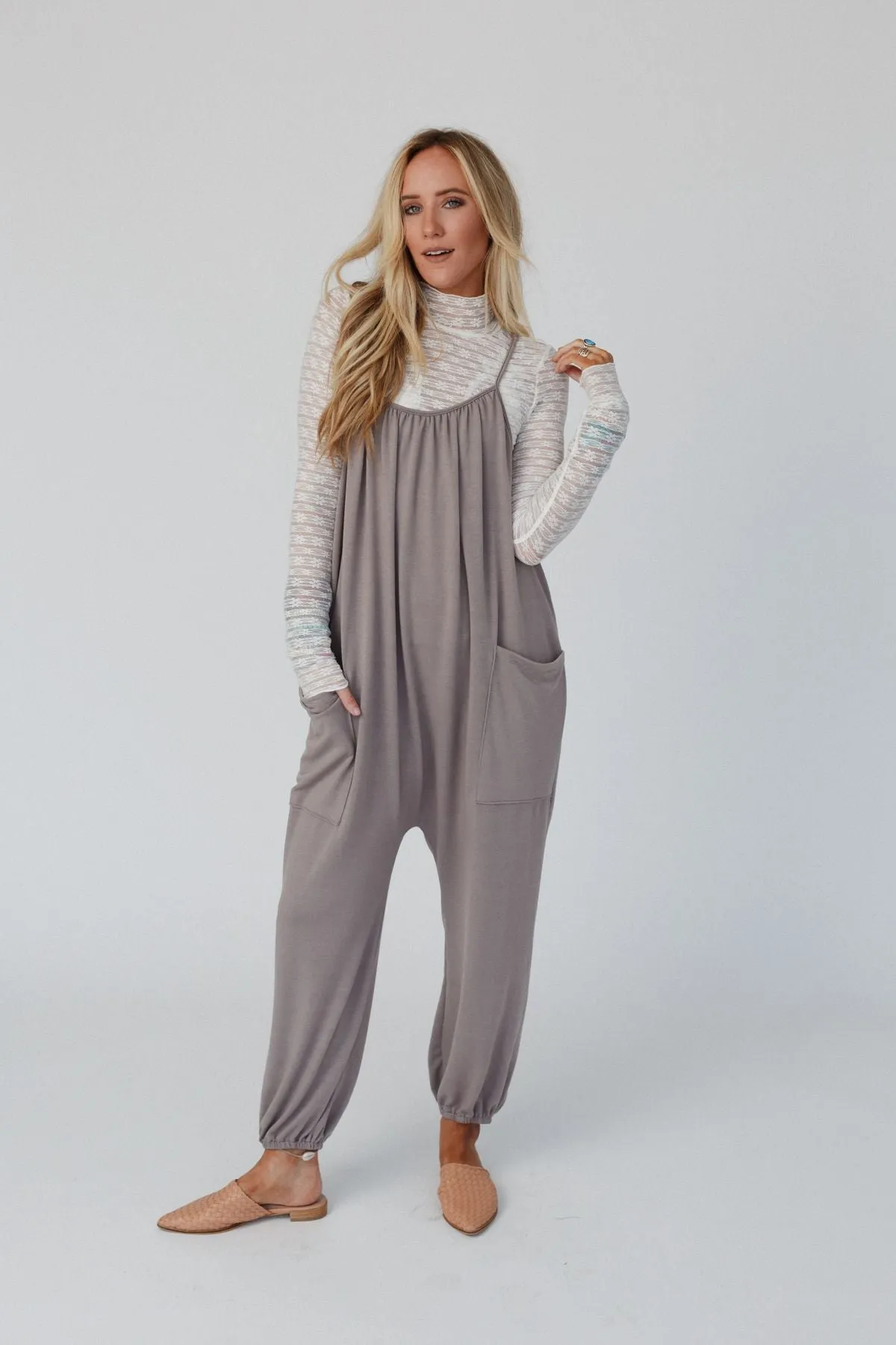 Comfort Zone Pocketed Jumpsuit - Coco