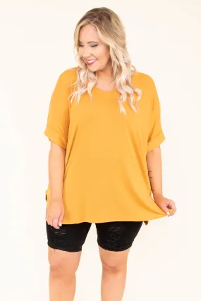 Comfy Travels Top, Ash Mustard