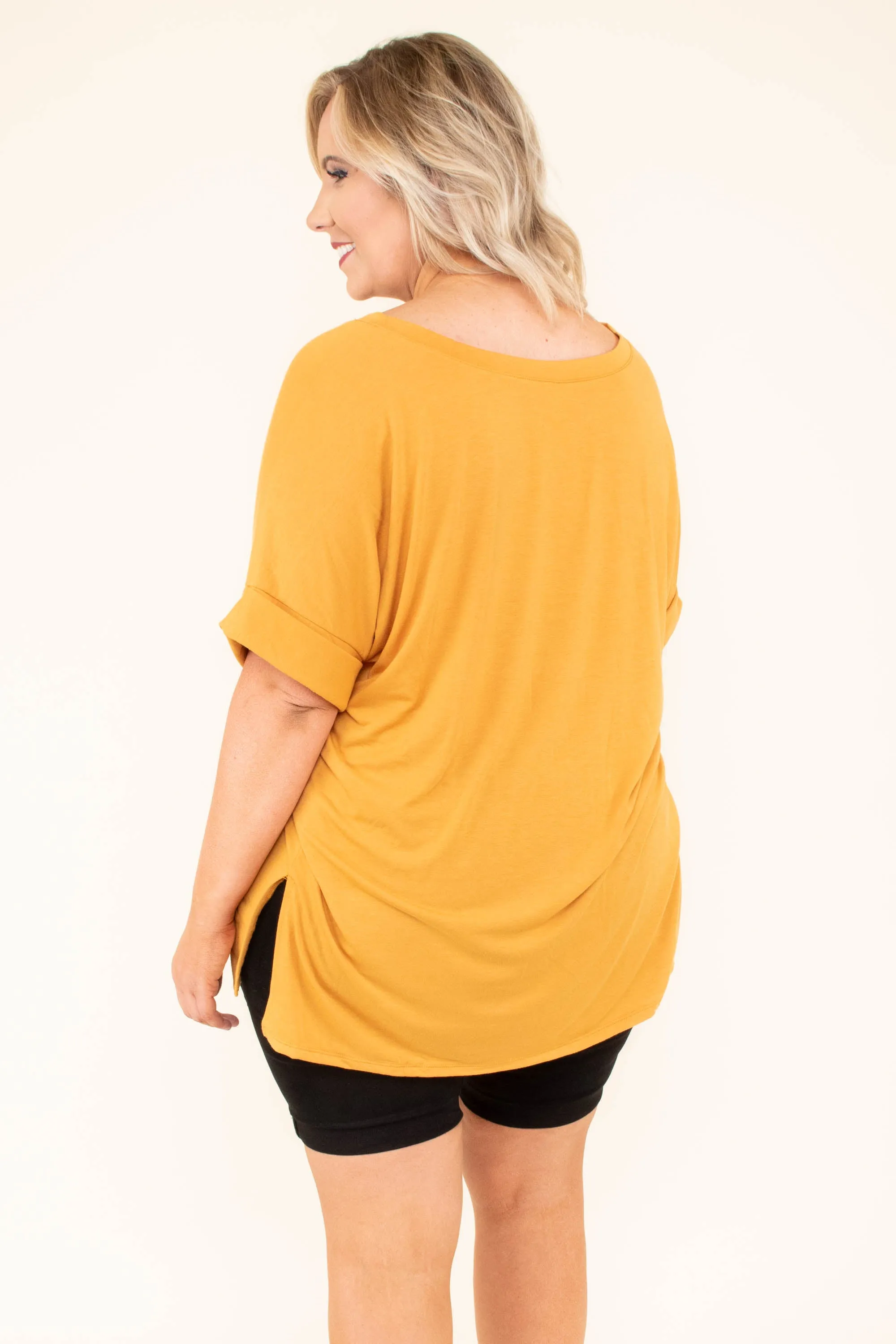 Comfy Travels Top, Ash Mustard