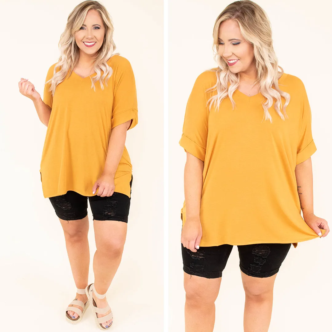 Comfy Travels Top, Ash Mustard