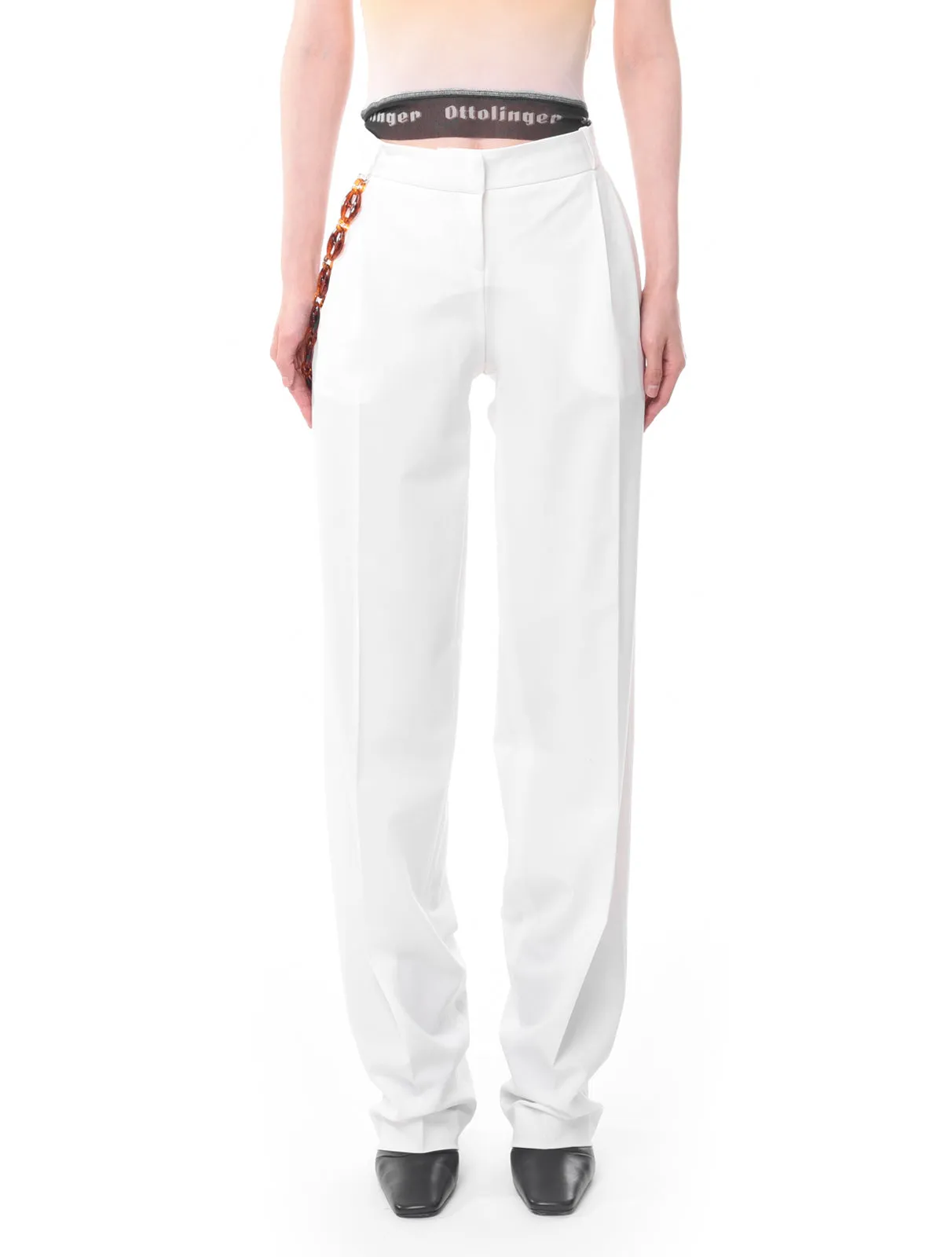 Coperni Chain Detail Tailored White Trousers