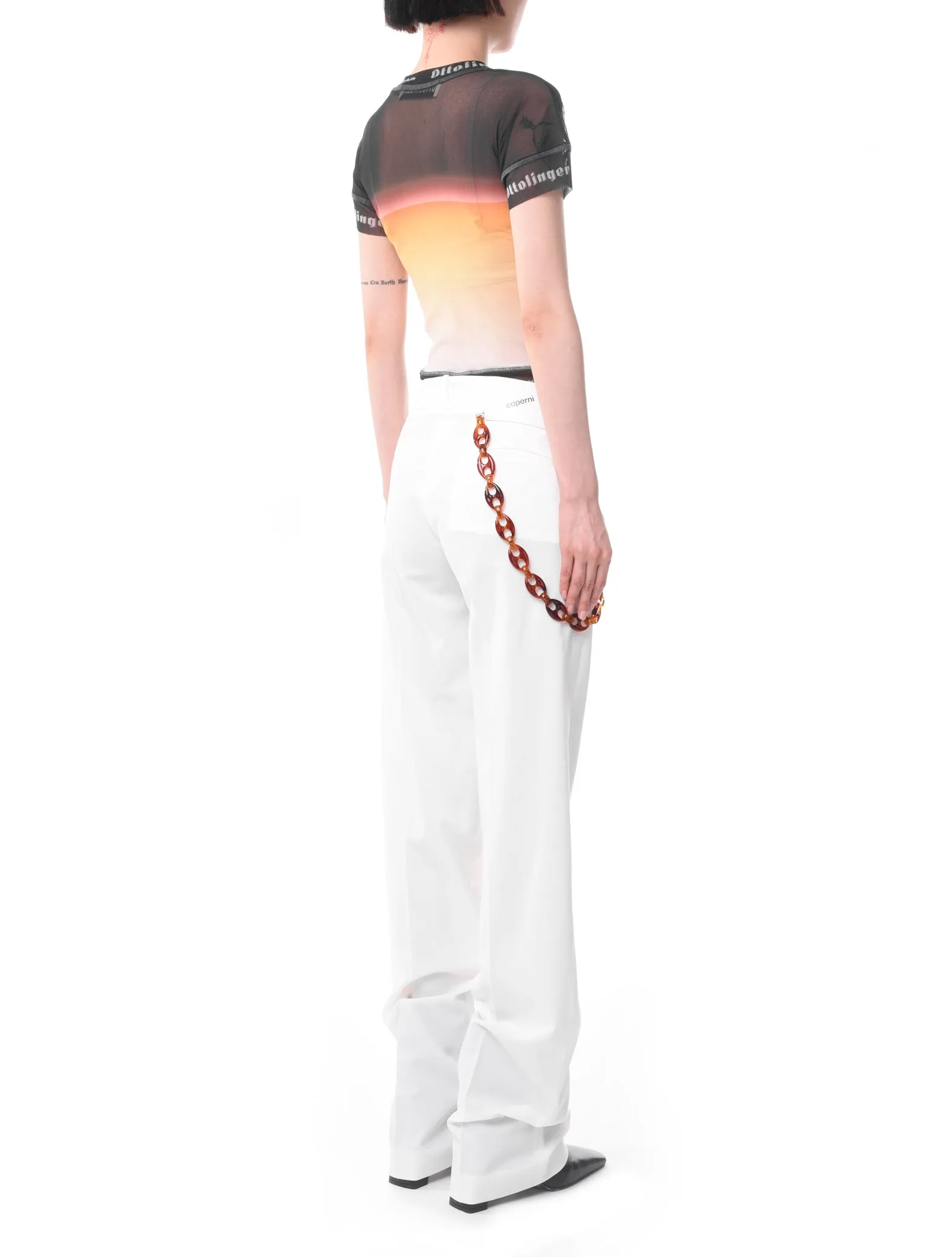 Coperni Chain Detail Tailored White Trousers