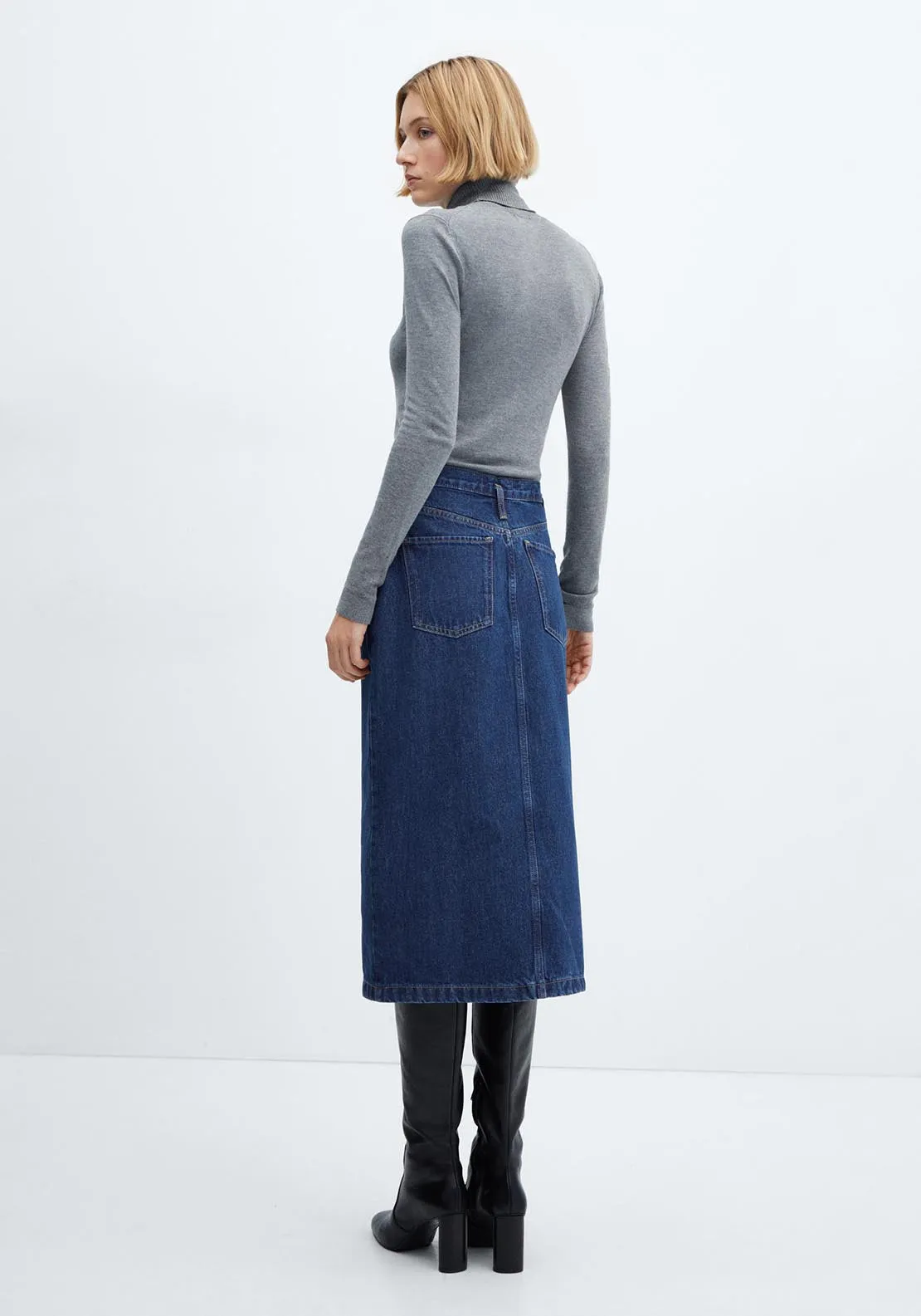 Denim midi-skirt