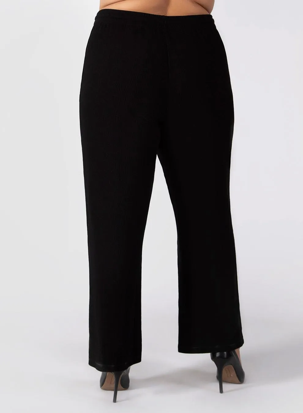 Dex Plus  Wide Waffle Knit Pant in Black