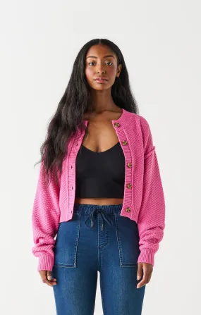 Dex Popcorn Stitch Cardigan In Fuchsia