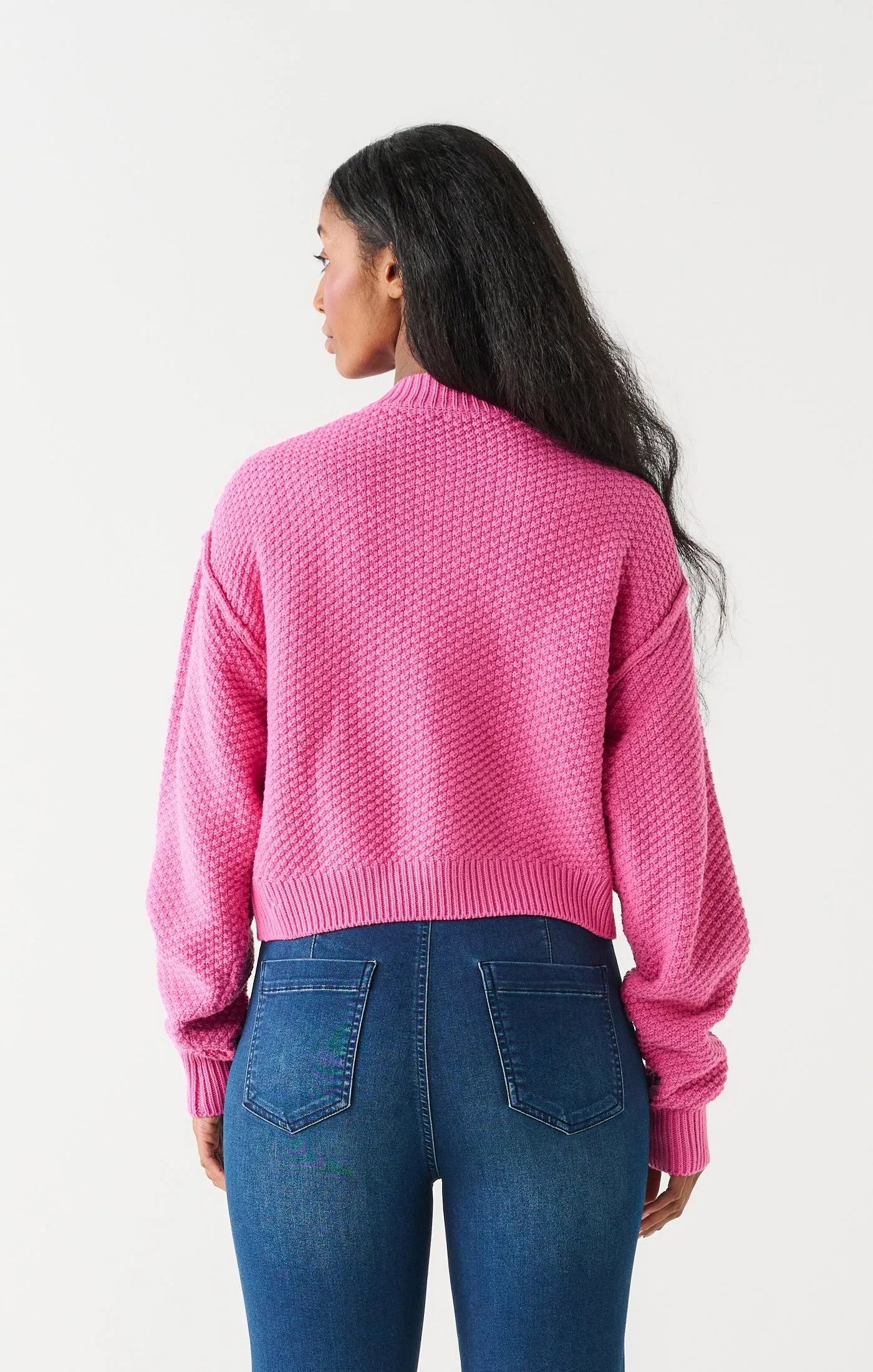 Dex Popcorn Stitch Cardigan In Fuchsia