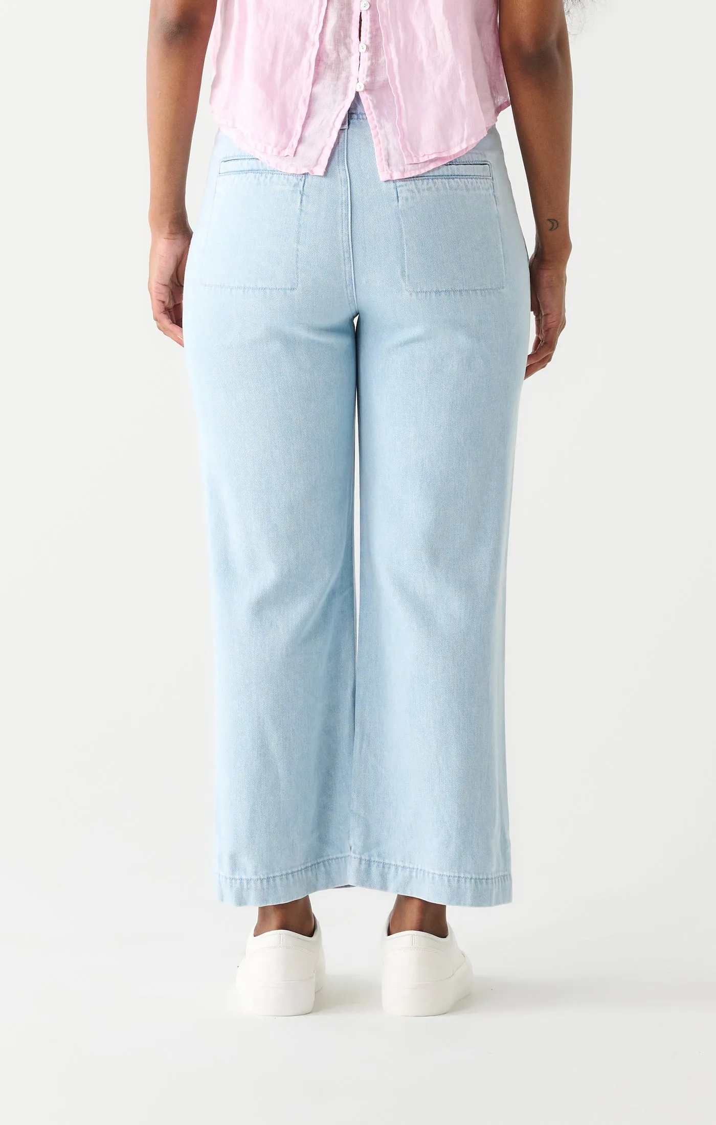 Dex Utility Wide Leg Crop In Blue Wash