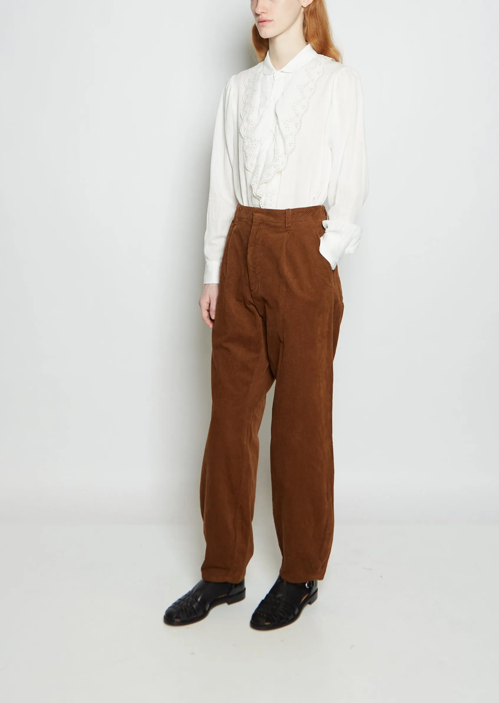 Diagonal Cotton Corduroy Pants