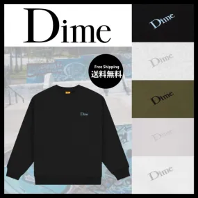 Dime  |Crew Neck Unisex Street Style Long Sleeves Cotton Logo