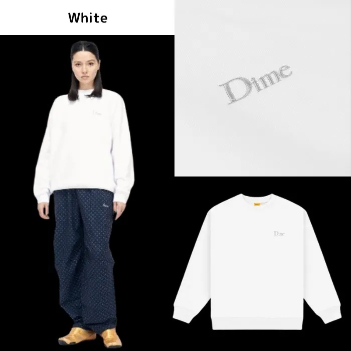 Dime  |Crew Neck Unisex Street Style Long Sleeves Cotton Logo