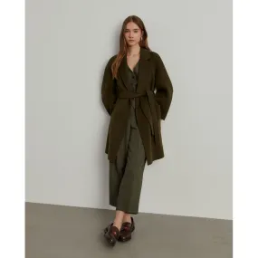 Double-breasted wool overcoat with belt