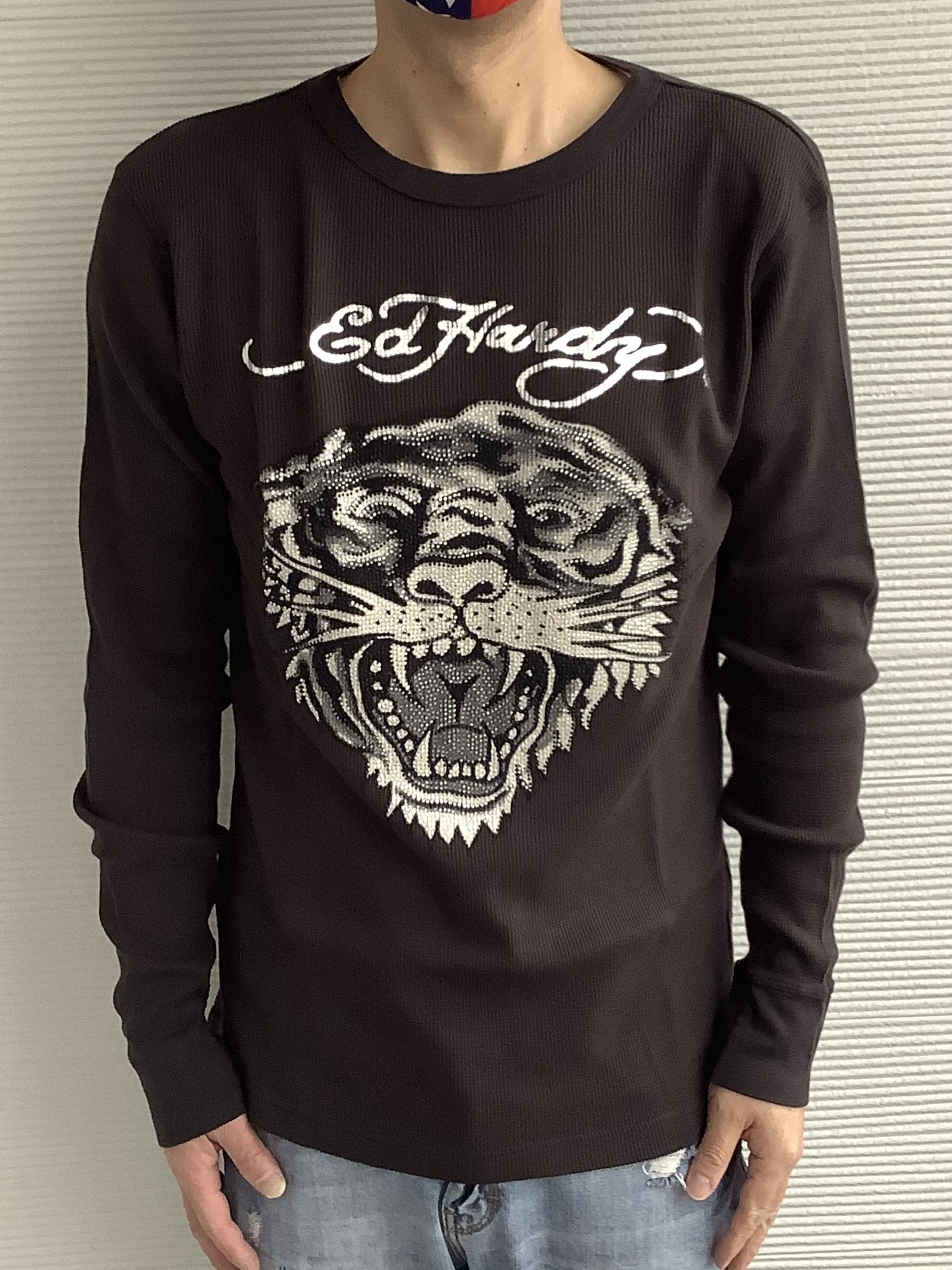 Ed Hardy  |Crew Neck Skull Zebra Patterns Leopard Patterns Street Style