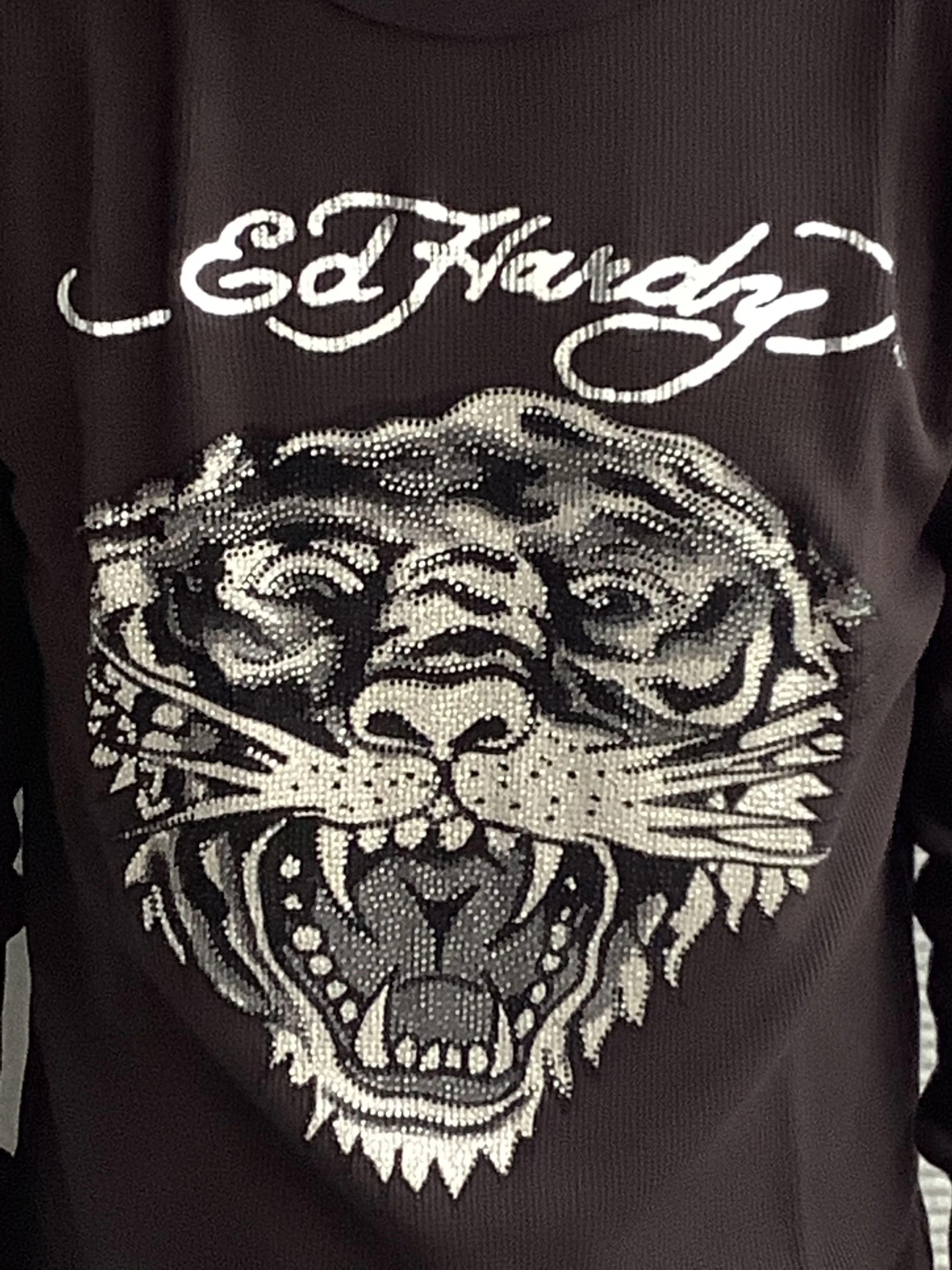 Ed Hardy  |Crew Neck Skull Zebra Patterns Leopard Patterns Street Style